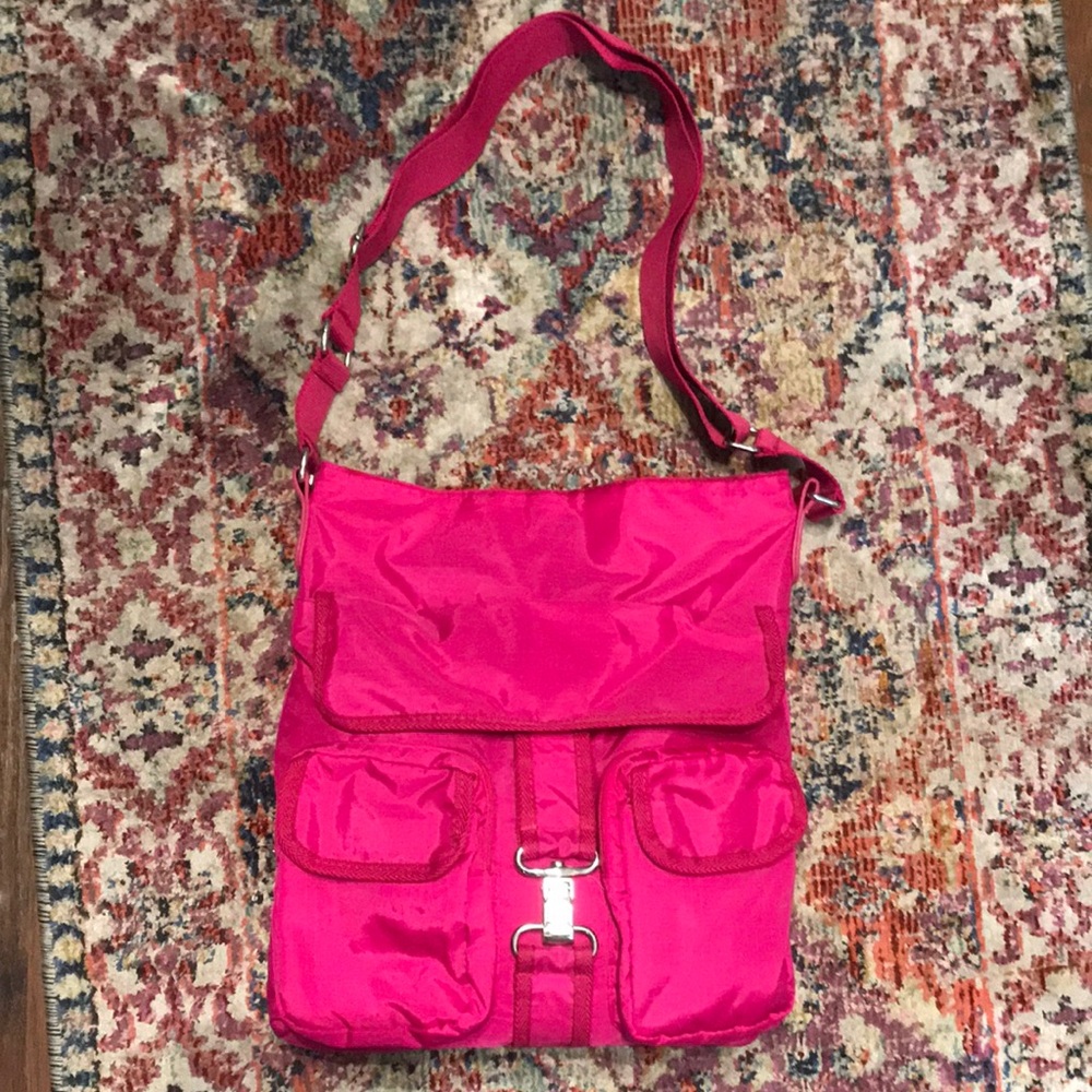 Y2K Pink Cargo Nylon Crossbody Shoulder Bag